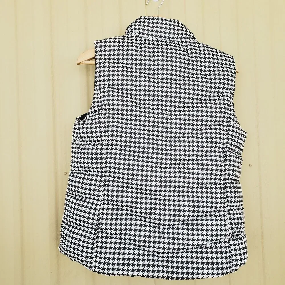 Girls Lands' End Women's Puffer Vest Houndstooth Size M/P 10-12